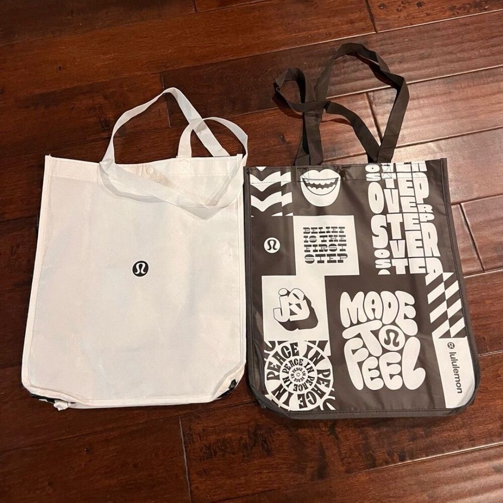 Lululemon Large Shopping Tote Bags White and Brown